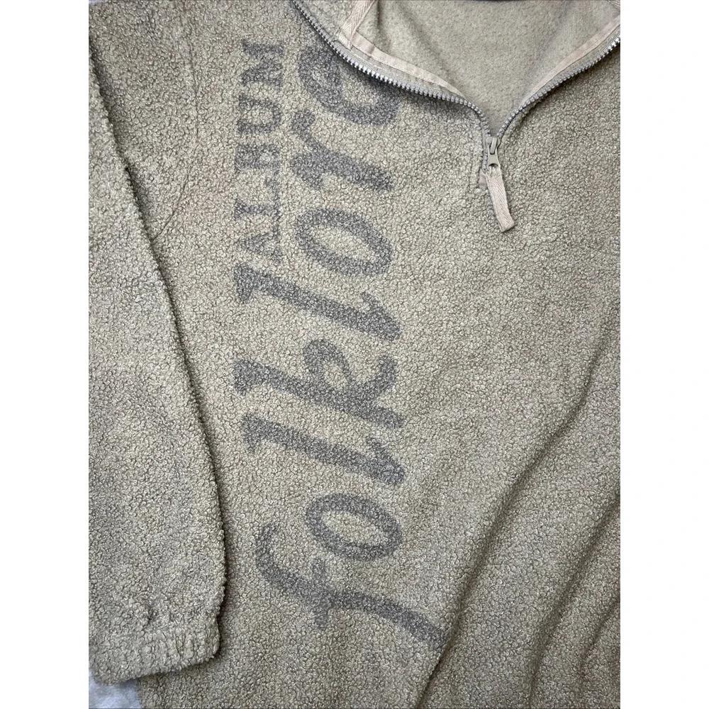 Official Taylor Swift Folklore Album Sherpa 1/4 Zip Pullover Beige XS
